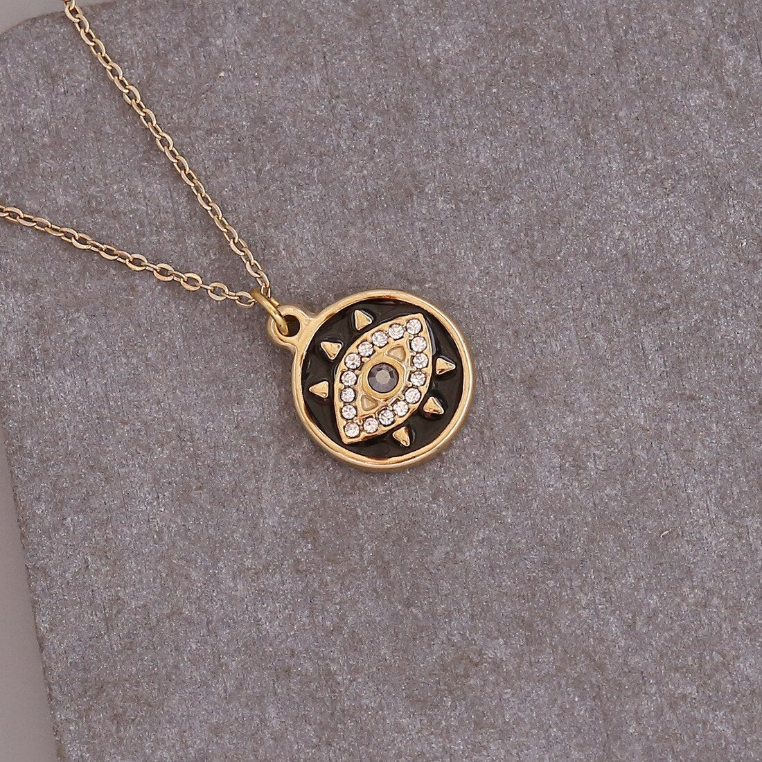 Rhinestone Evil Eye Necklace