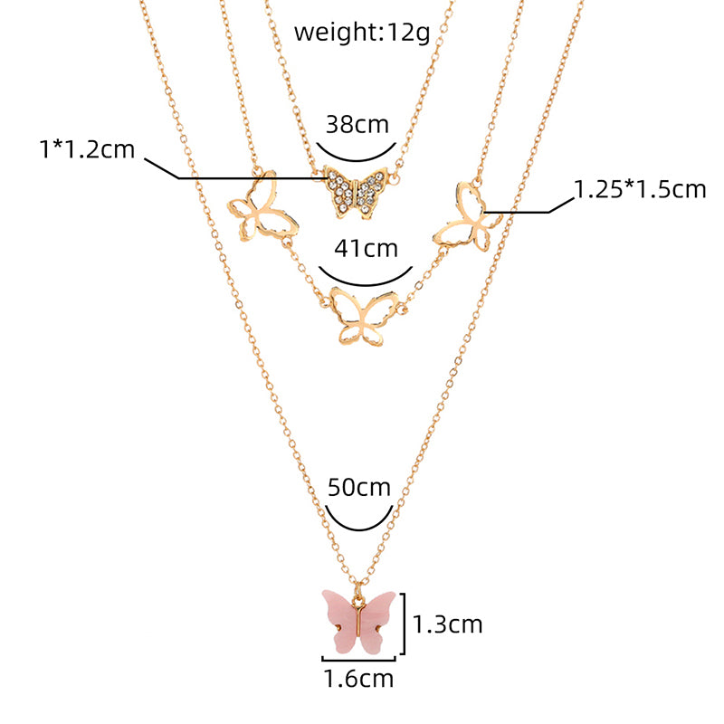 Forever Butterfly Layered Chain Necklace