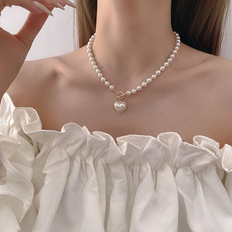 Pearl Heart Pendant Necklace
