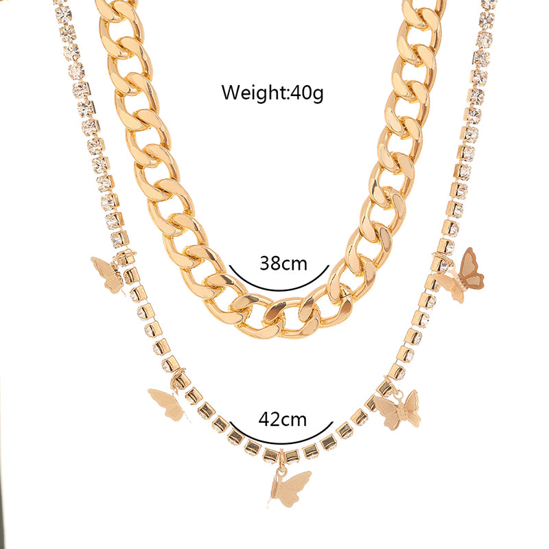Butterfly Tassel Double Layered Necklace