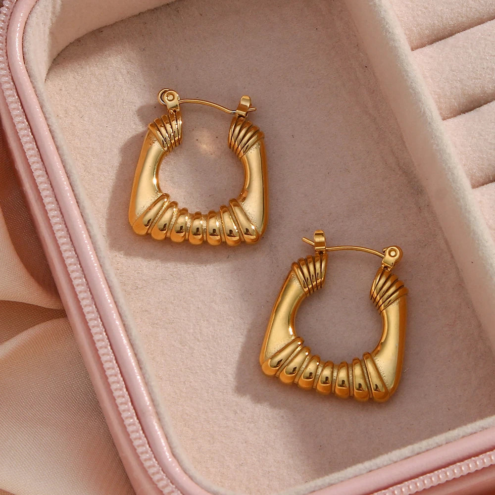 Geometric Square Textured Hoops