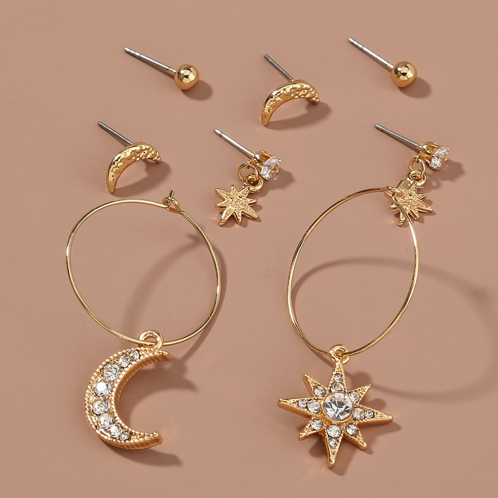 Star & Moon Earrings (4pcs set)