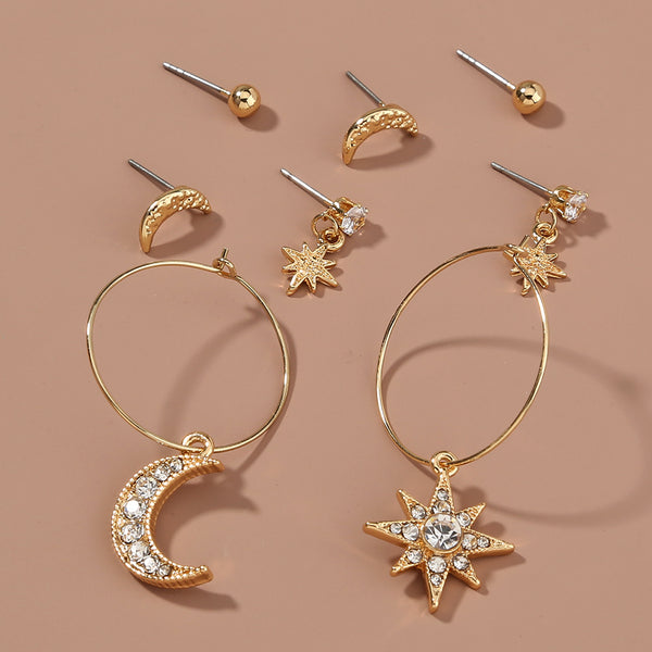 Star & Moon Earrings (4pcs set)