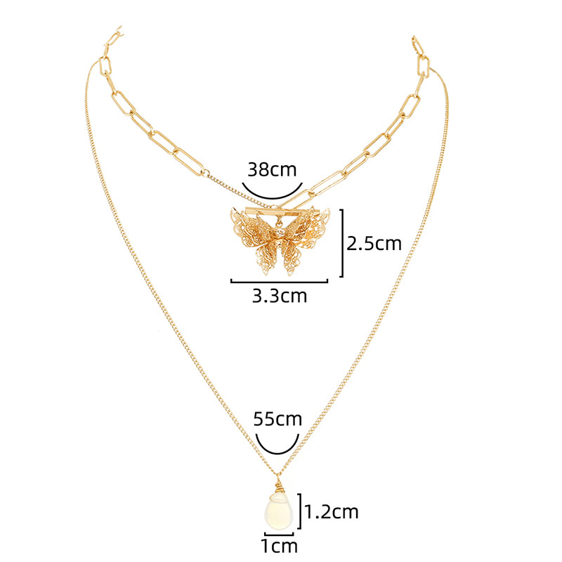 Butterfly Stone Layered Necklace