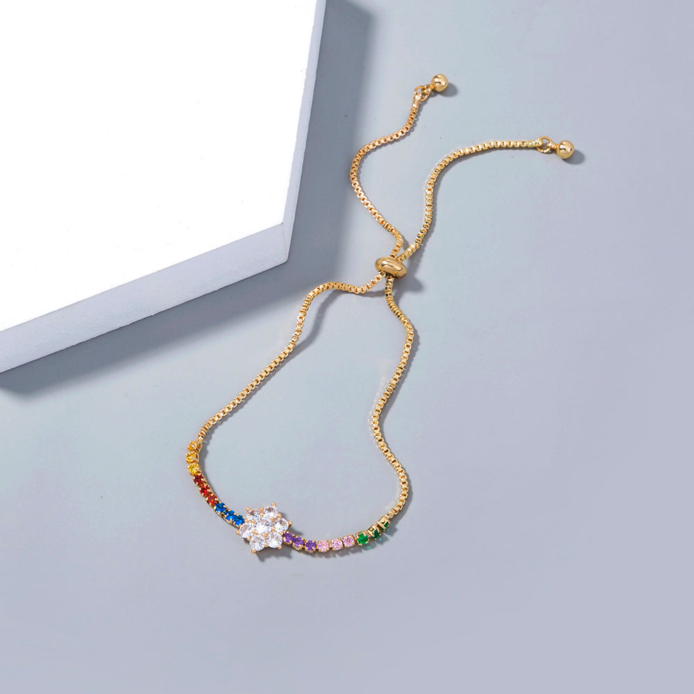 Colored Flower Pendant Bracelet