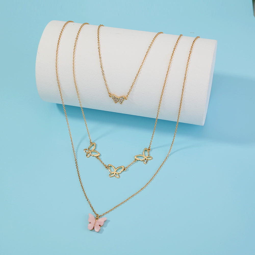 Forever Butterfly Layered Chain Necklace