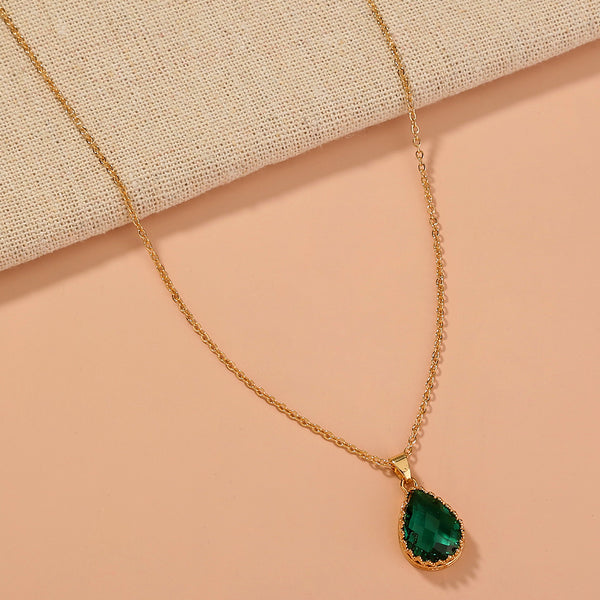 Green Drop Crystal Necklace