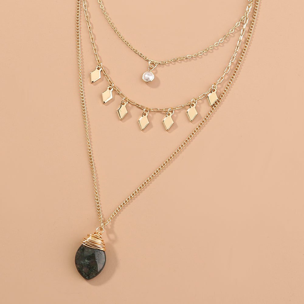 Hand-wrapped Natural Stone Necklace