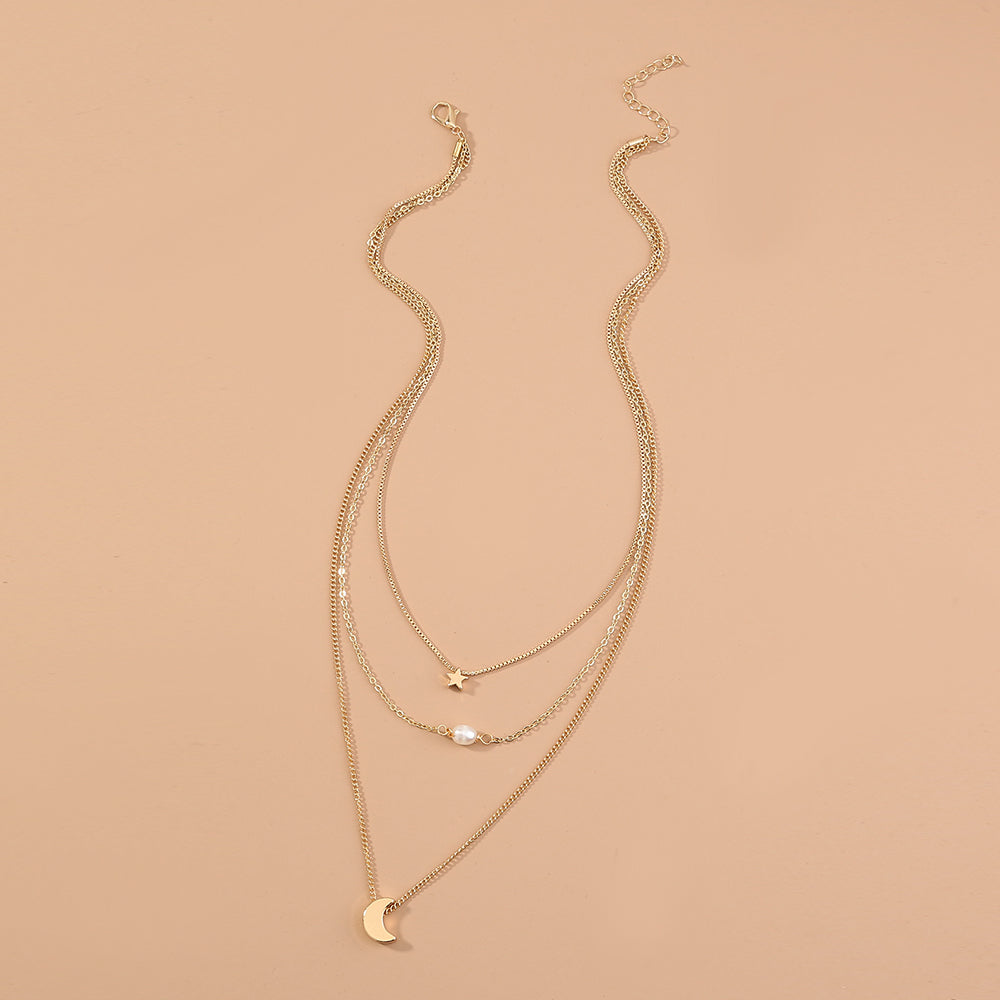 Moon Star & Pearl Necklace