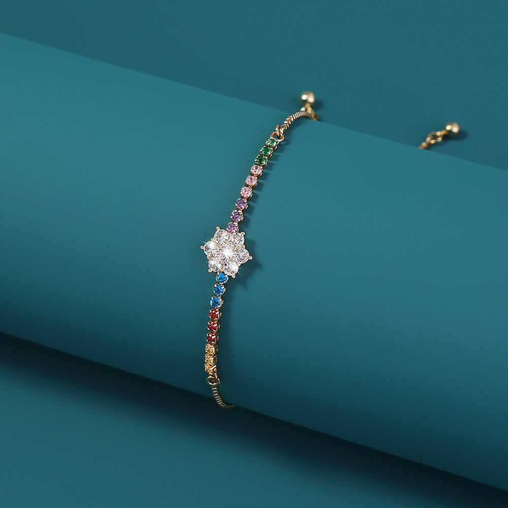 Colored Flower Pendant Bracelet