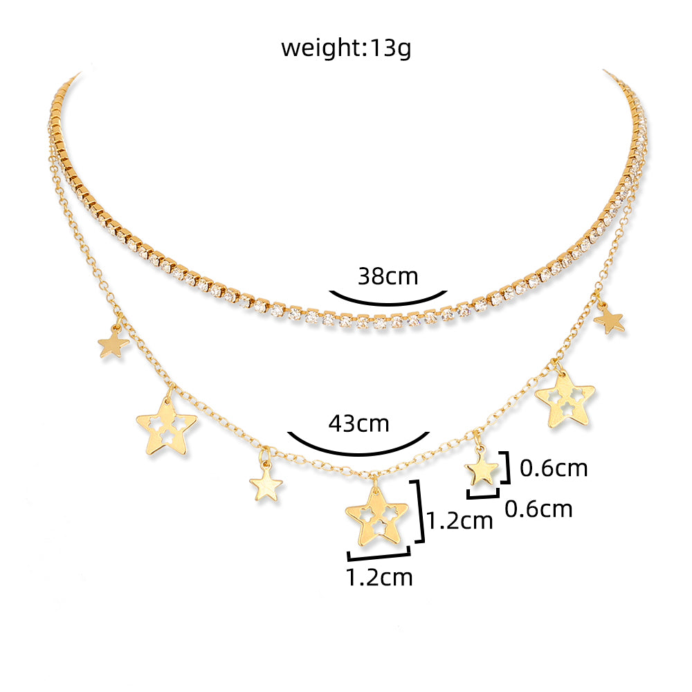 Stars White Diamonds Layered Necklaces