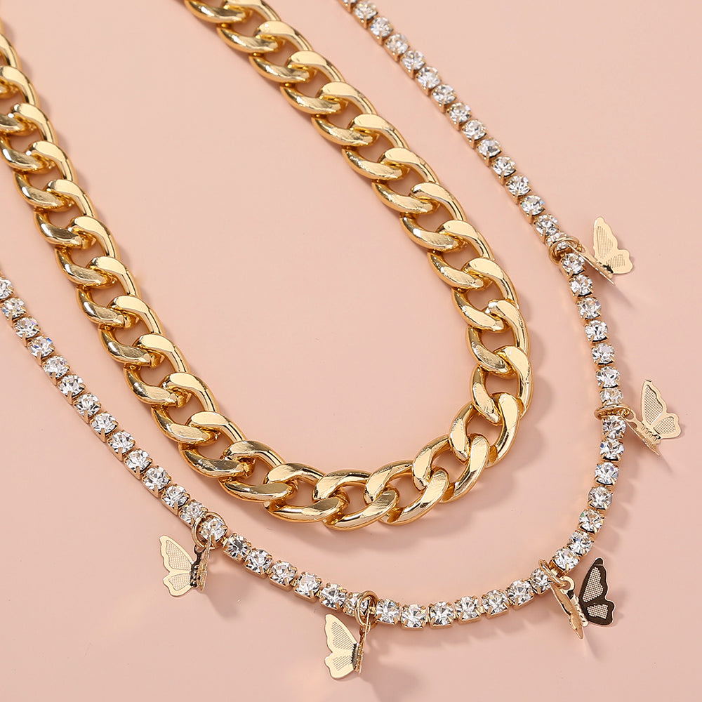 Butterfly Tassel Double Layered Necklace