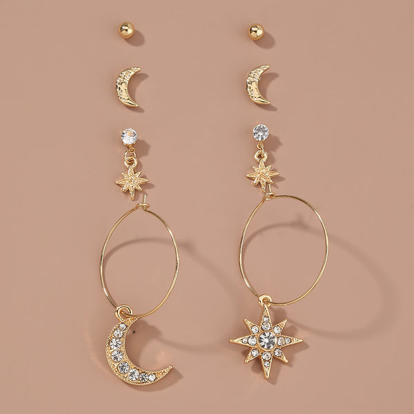 Star & Moon Earrings (4pcs set)