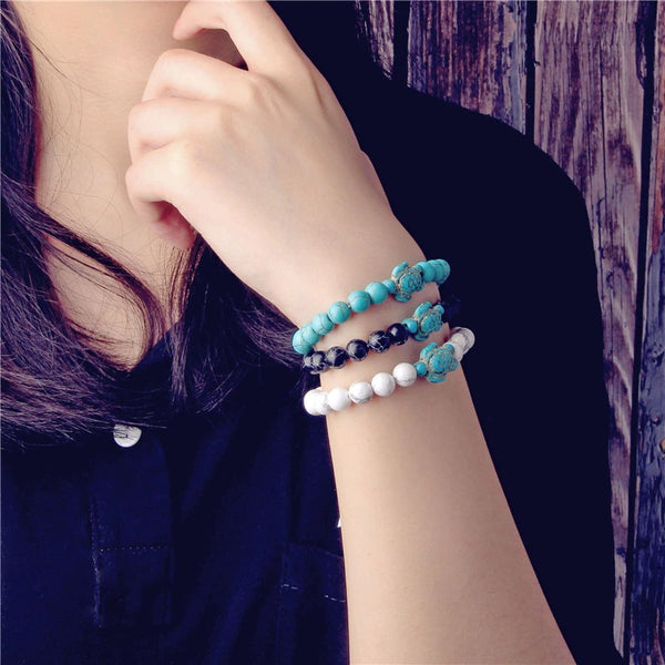 Black Howlite Sea Turtle Bracelet