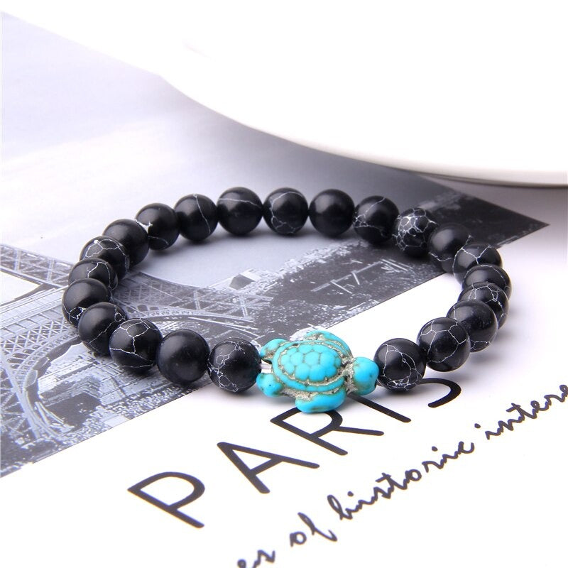 Black Howlite Sea Turtle Bracelet