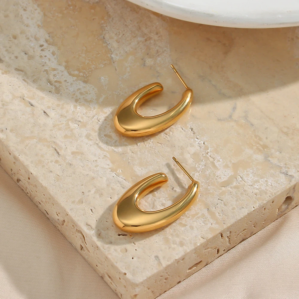 Round Hollow Gold Hoop Earrings