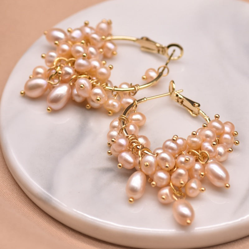 Pink Pearl Bunch Earrings