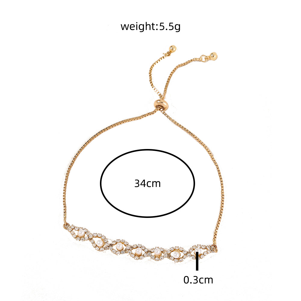 Wave Cross Pearl & Zicron Bracelet