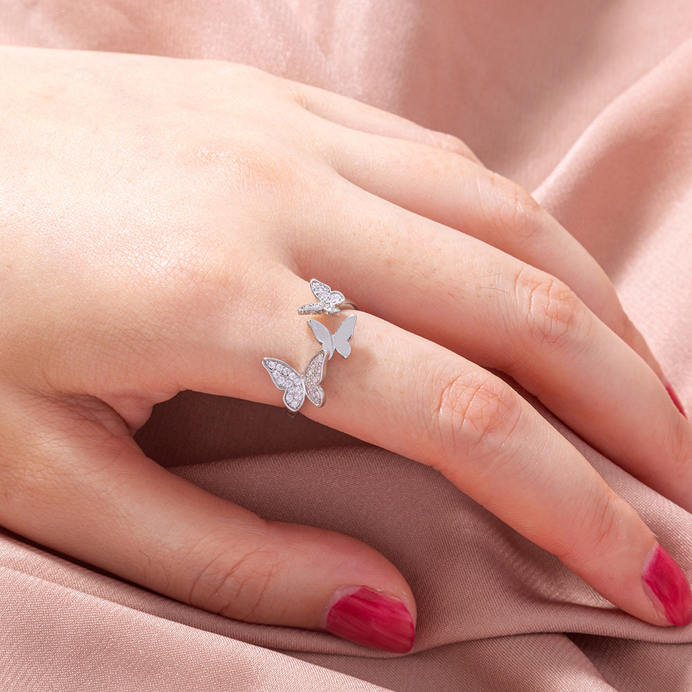 Butterfly Wander Crystal Ring