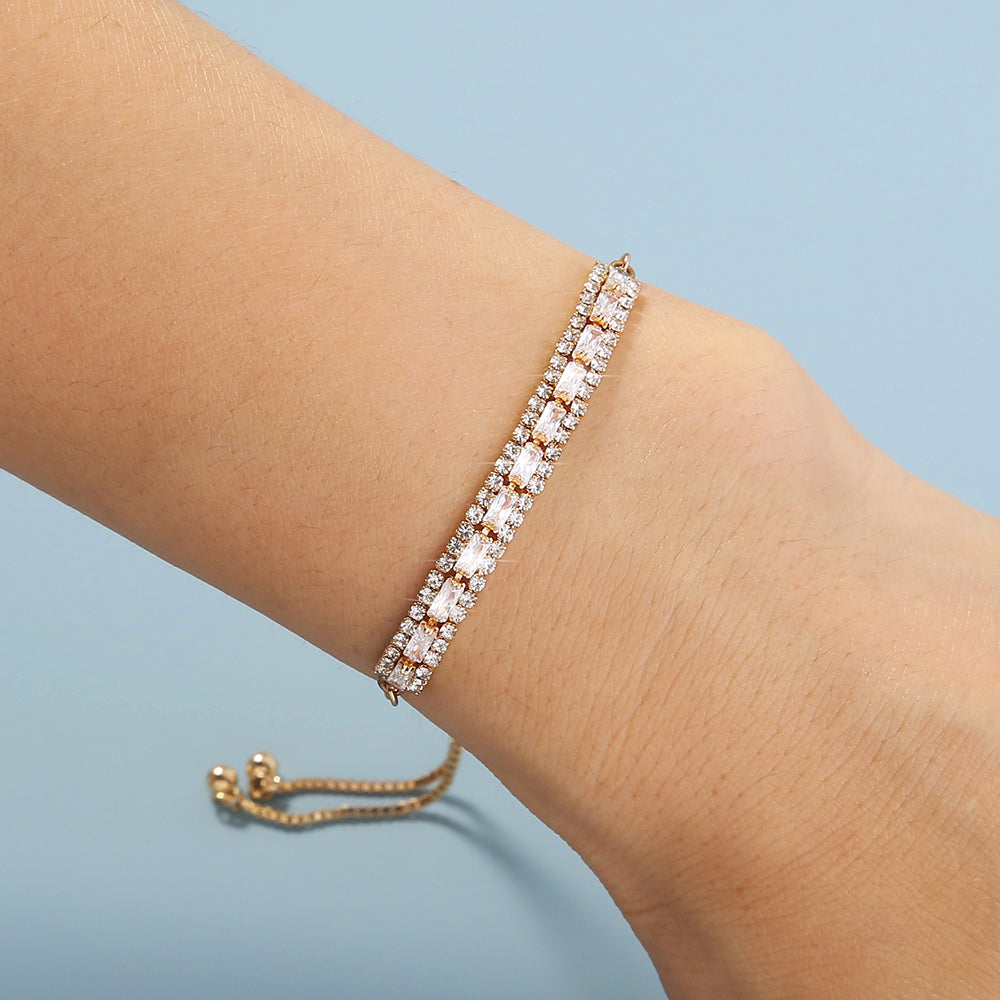 Zircon Gold Bead Bracelet
