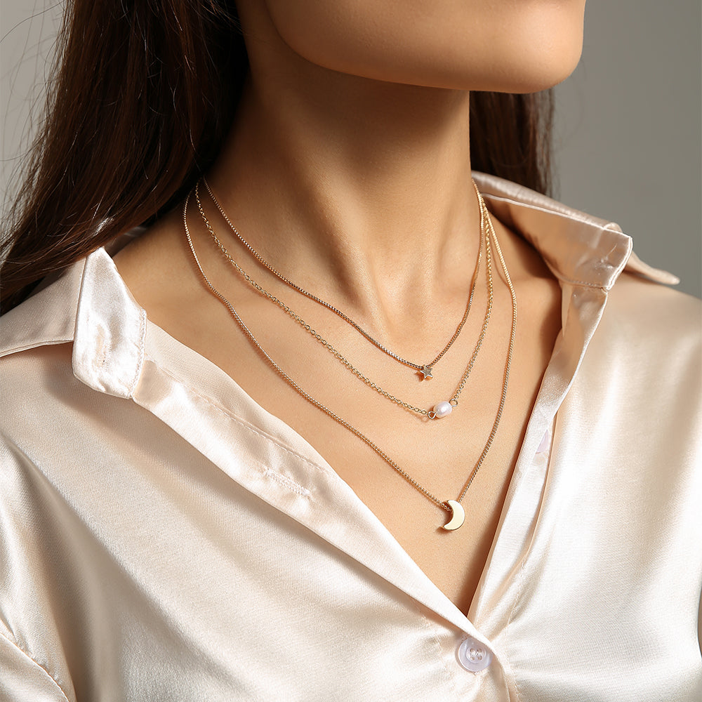 Moon Star & Pearl Necklace