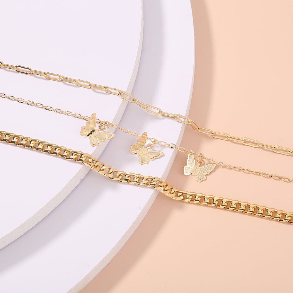 Butterfly Pendant Layered Bracelets (3pcs)