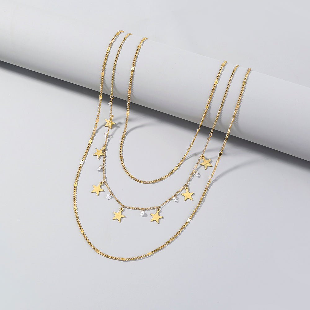Star Detailed Triple Layered Necklace