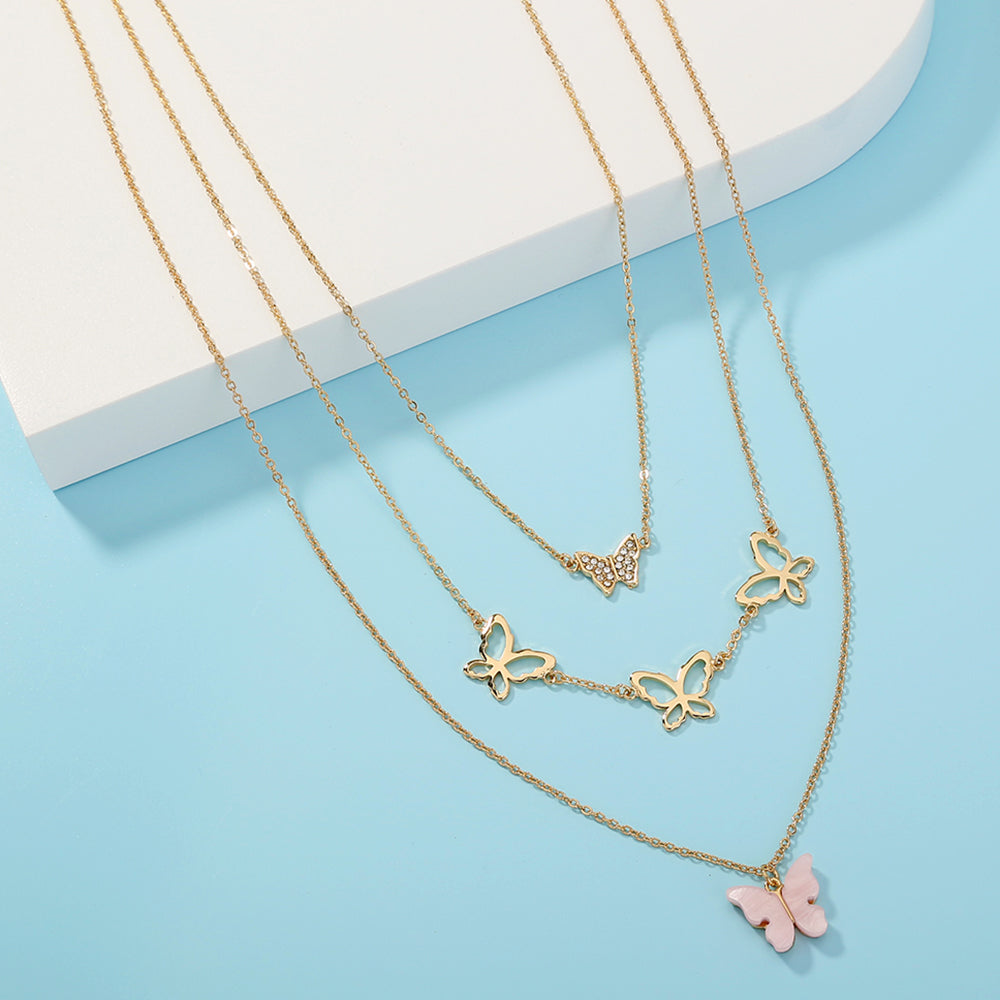 Forever Butterfly Layered Chain Necklace