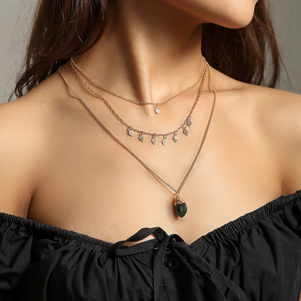 Hand-wrapped Natural Stone Necklace