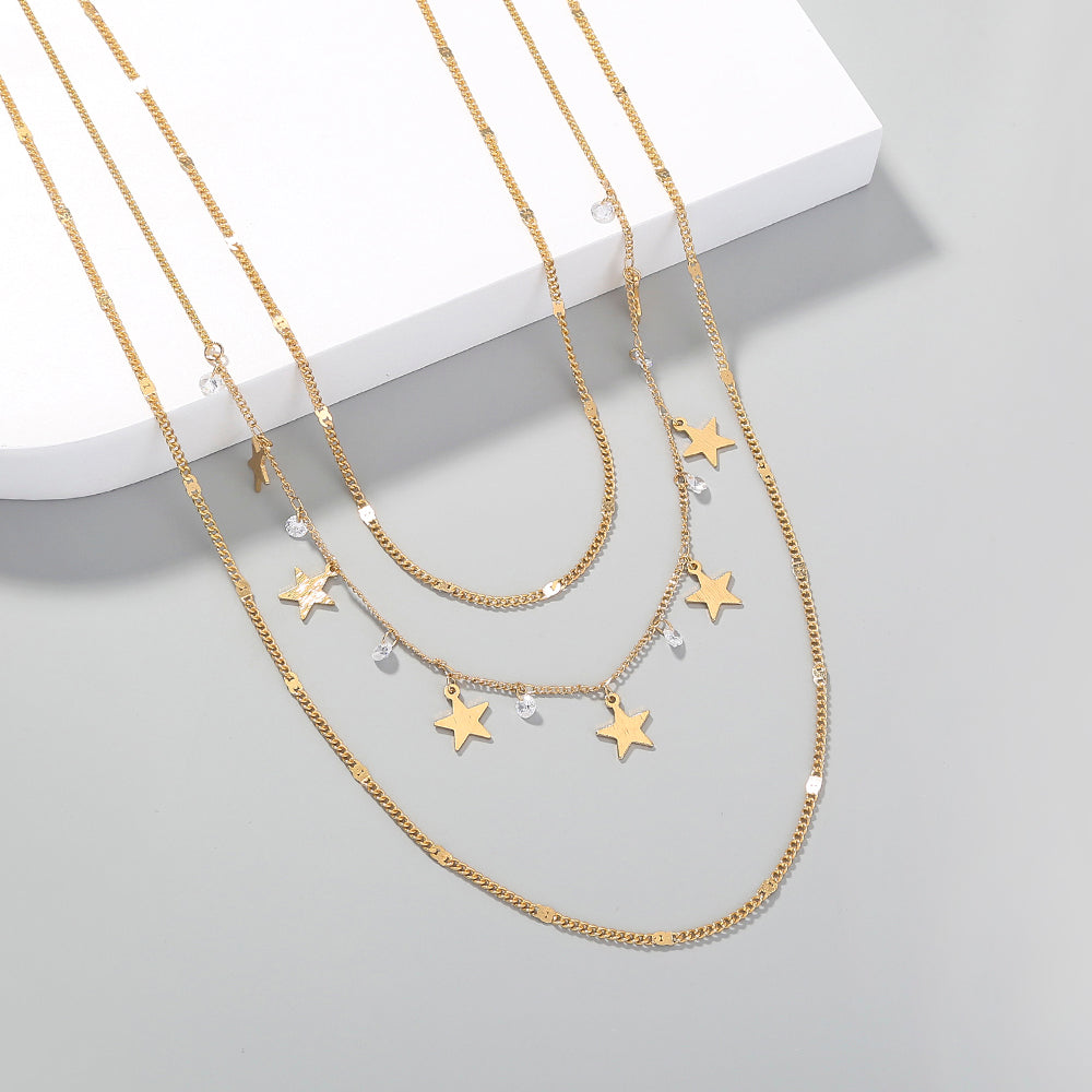 Star Detailed Triple Layered Necklace