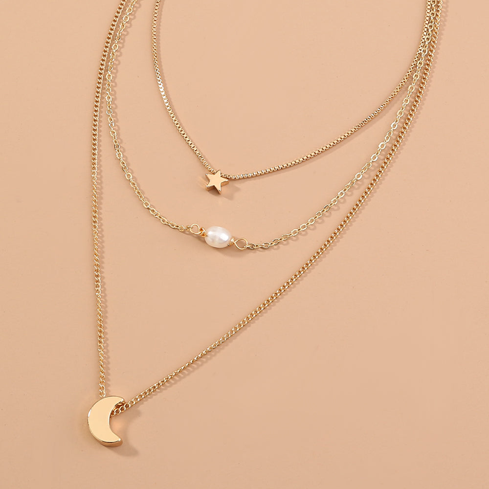 Moon Star & Pearl Necklace