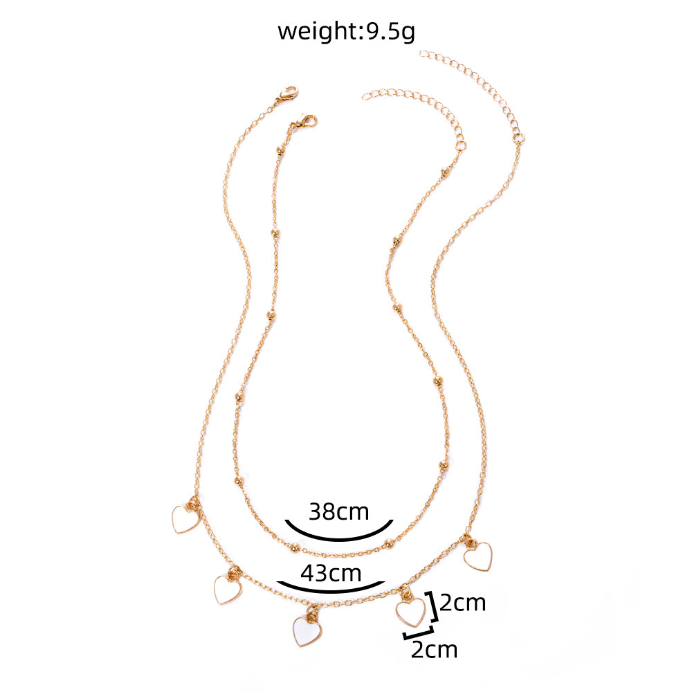 White Heart Layered Necklace