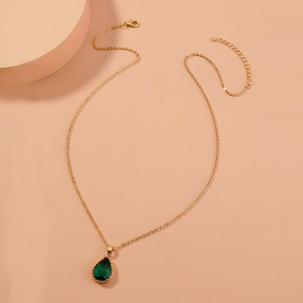 Green Drop Crystal Necklace