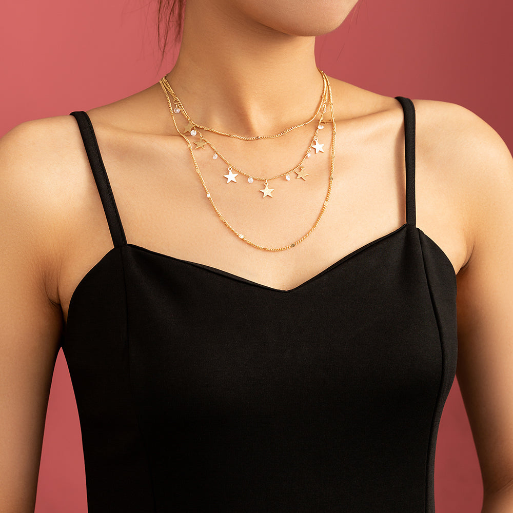 Star Detailed Triple Layered Necklace