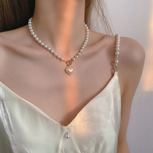 Pearl Heart Pendant Necklace
